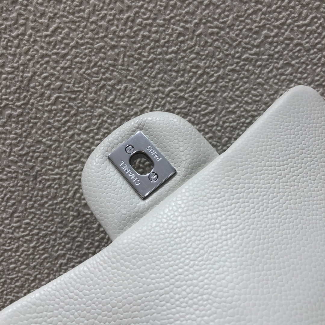 Chanel A35200 Mini Flap Bag 17cm Grained Calfskin Whiet Silver - Default Title - View 8
