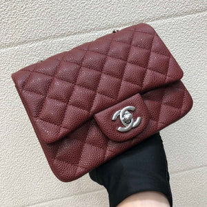 Chanel A35200 Mini Flap Bag 17cm Grained Calfskin Wine Red Silver - Default Title - View 3