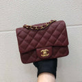 Chanel A35200 Mini Flap Bag 17cm Grained Calfskin Wine Red Gold - Default Title - View 1