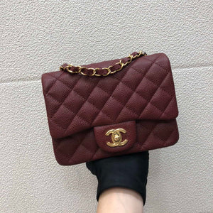 Chanel A35200 Mini Flap Bag 17cm Grained Calfskin Wine Red Gold - Default Title - View 1