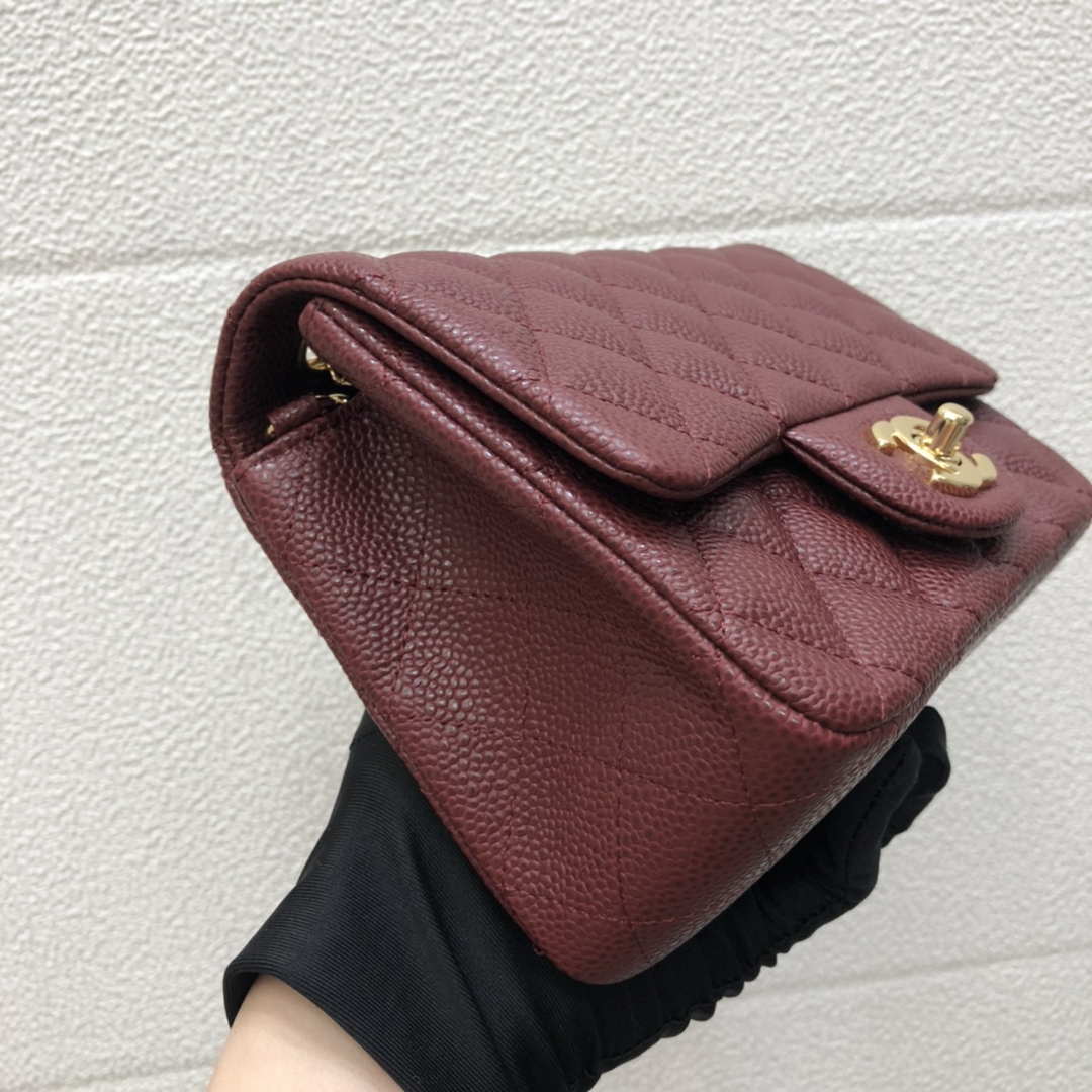 Chanel A35200 Mini Flap Bag 17cm Grained Calfskin Wine Red Gold - Default Title - View 4