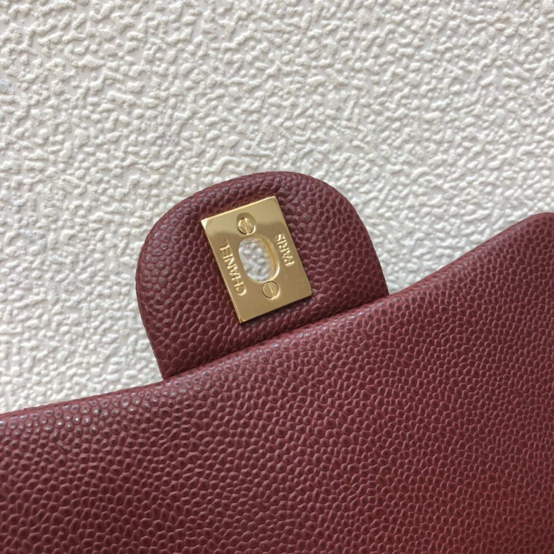 Chanel A35200 Mini Flap Bag 17cm Grained Calfskin Wine Red Gold - Default Title - View 8