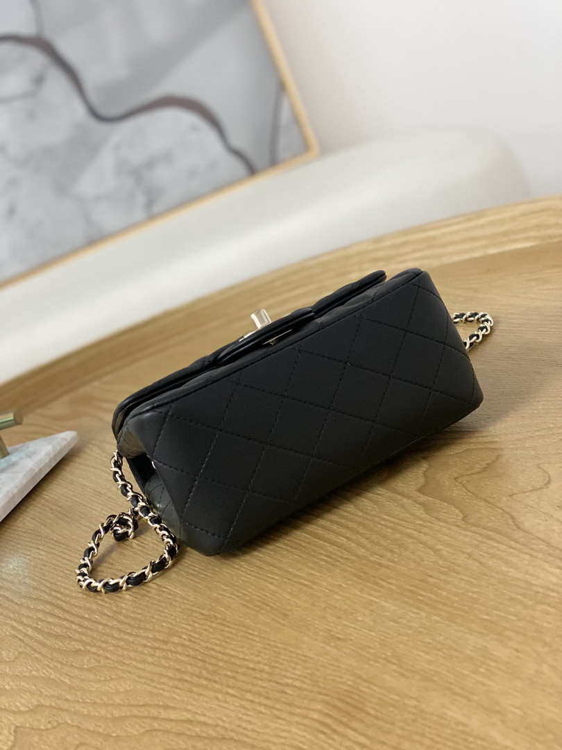 Chanel A35200 Mini Flap Bag 18cm Lambskin Black 1115 With Ball