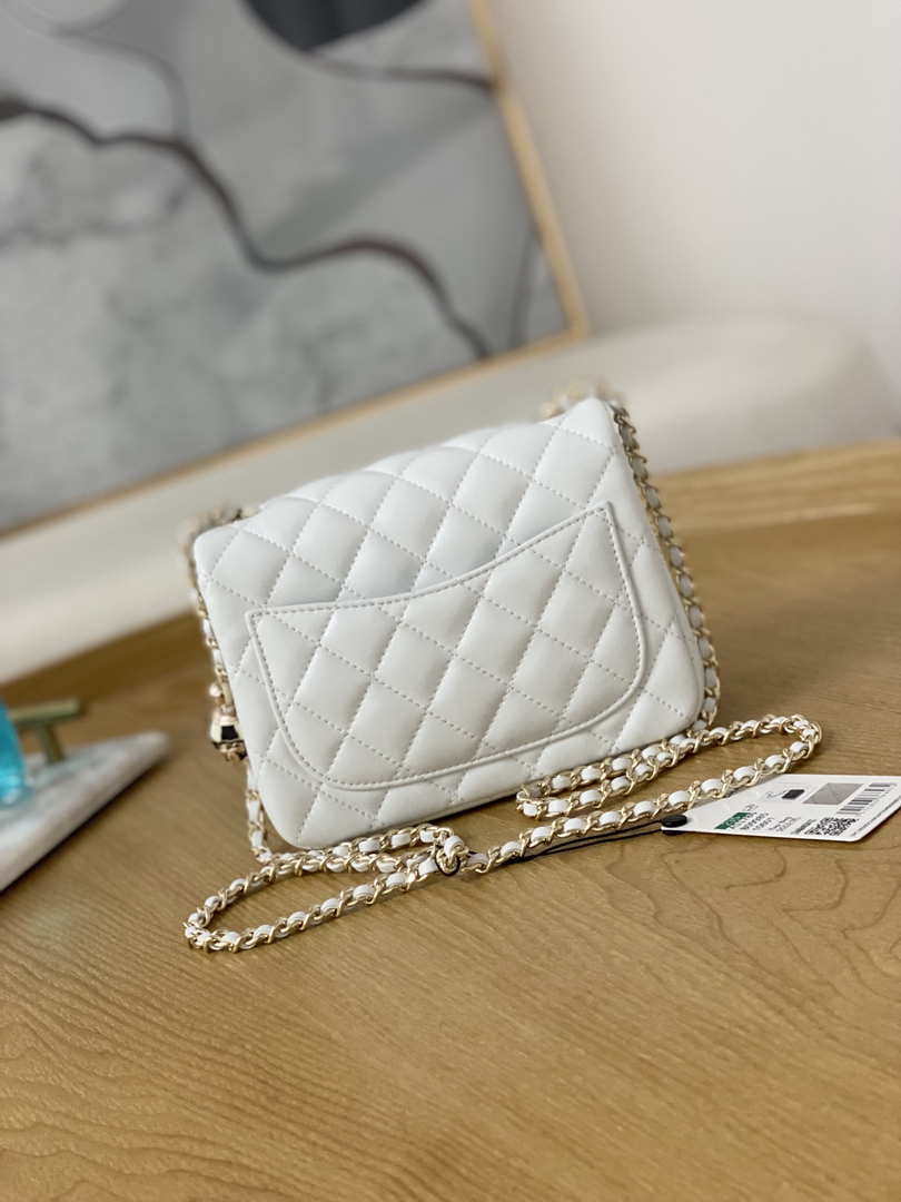 Chanel A35200 Mini Flap Bag 18cm Lambskin White 1115 With Ball - Default Title - View 2