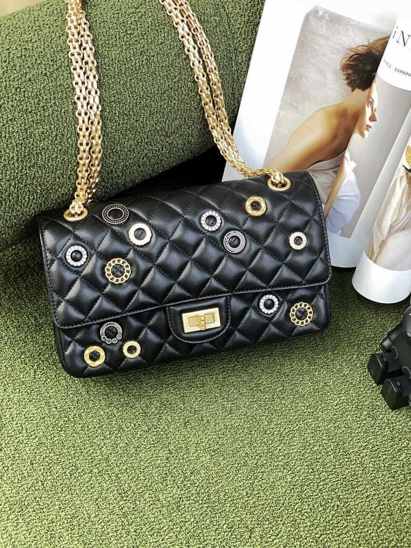Chanel A37586 2.55 Handbag Calfskin Strass Glass Pearls Gold - Default Title - View 1
