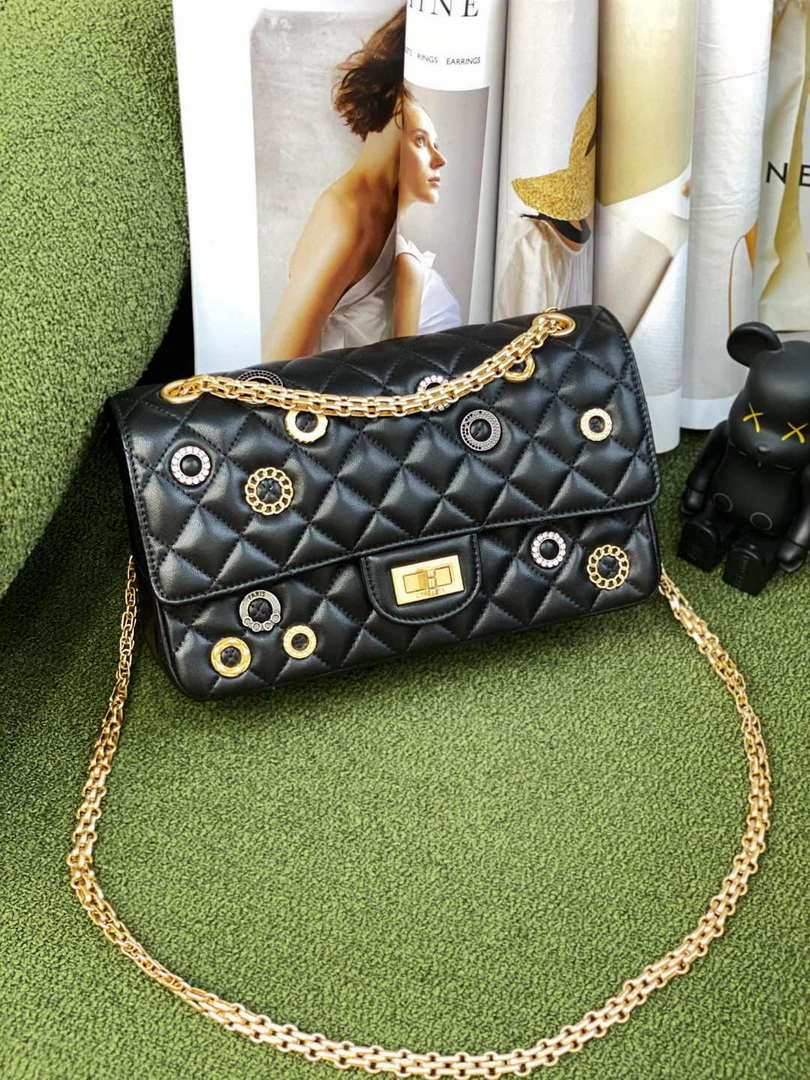 Chanel A37586 2.55 Handbag Calfskin Strass Glass Pearls Gold - Default Title - View 2