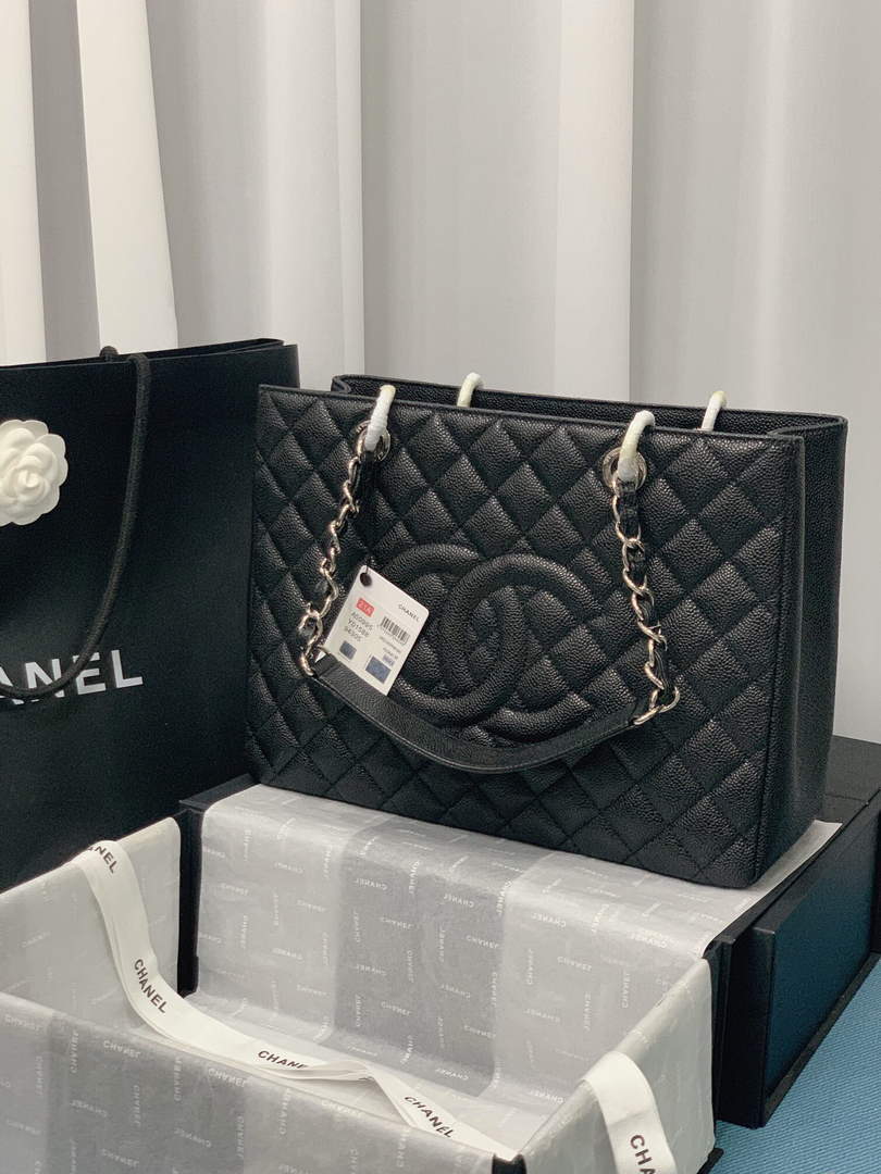 Chanel A50995 Matelasse GST Chain Tote bag caviar Calfskin leather Black Silver - Default Title - View 1