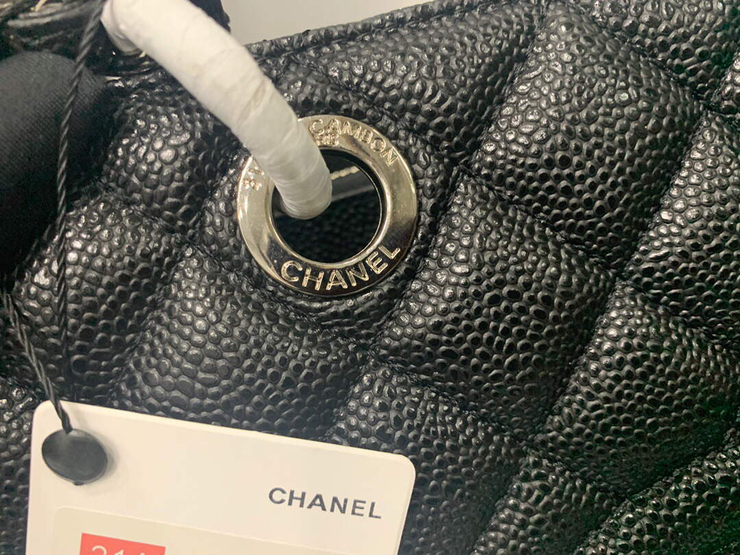 Chanel A50995 Matelasse GST Chain Tote bag caviar Calfskin leather Black Silver