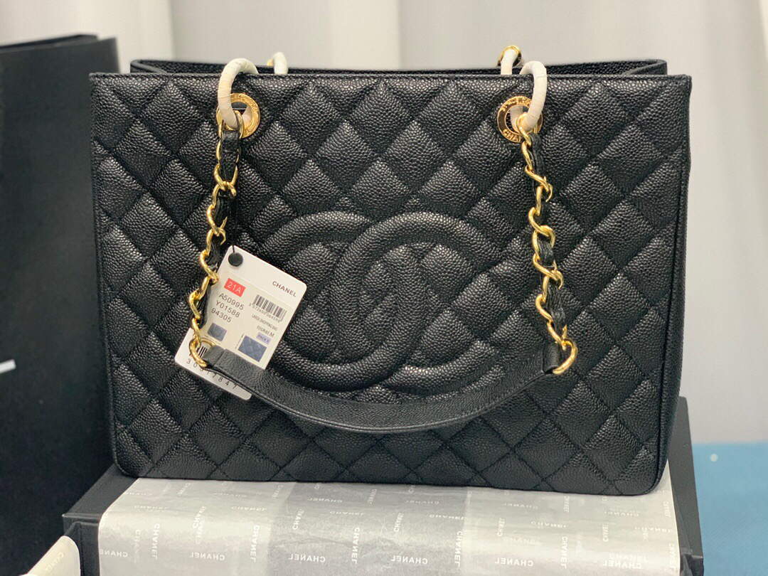 Chanel A50995 Matelasse GST Chain Tote bag caviar Calfskin leather Black Gold - Default Title - View 2