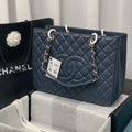 Chanel A50995 Matelasse GST Chain Tote bag caviar Calfskin leather Navy Blue Silver - Default Title - View 1