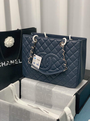 Chanel A50995 Matelasse GST Chain Tote bag caviar Calfskin leather Navy Blue Silver - Default Title - View 1