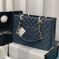 Chanel A50995 Matelasse GST Chain Tote bag caviar Calfskin leather Navy Blue Gold - Default Title - View 1