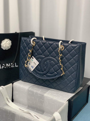 Chanel A50995 Matelasse GST Chain Tote bag caviar Calfskin leather Navy Blue Gold - Default Title - View 1