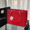 Chanel A50995 Matelasse GST Chain Tote bag caviar Calfskin leather Red Silver - Default Title - View 1