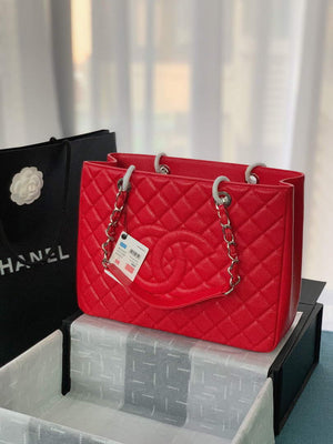 Chanel A50995 Matelasse GST Chain Tote bag caviar Calfskin leather Red Silver - Default Title - View 1
