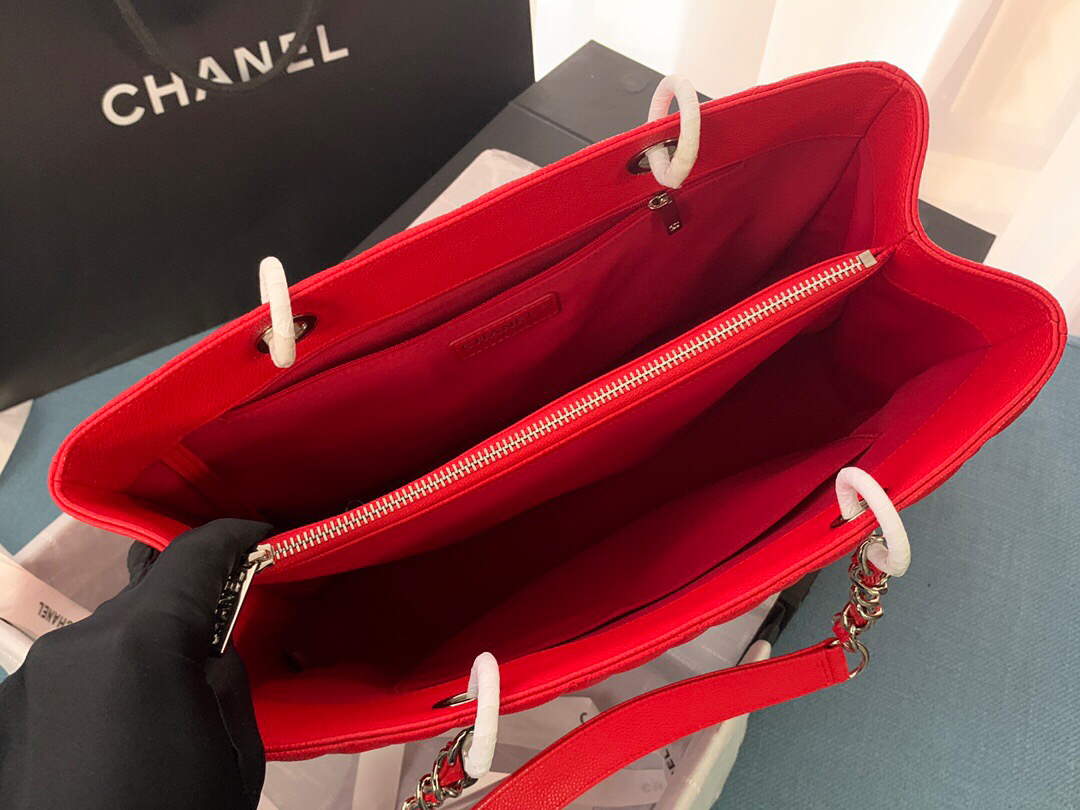 Chanel A50995 Matelasse GST Chain Tote bag caviar Calfskin leather Red Silver - Default Title - View 7