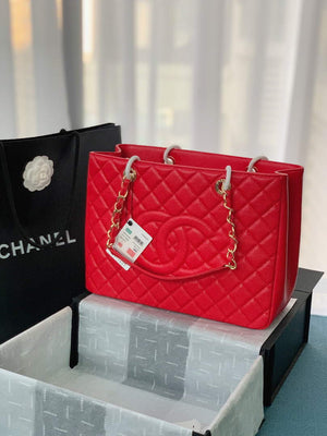 Chanel A50995 Matelasse GST Chain Tote bag caviar Calfskin leather Red Gold - Default Title - View 1