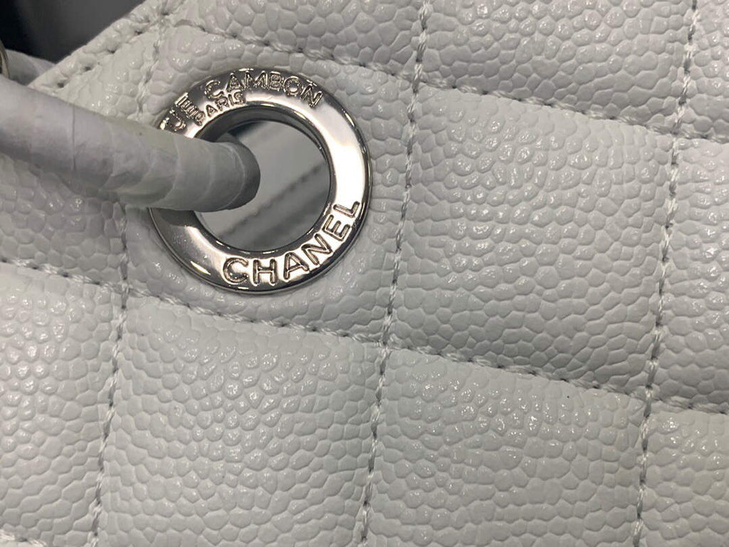 Chanel A50995 Matelasse GST Chain Tote bag caviar Calfskin leather White Silver