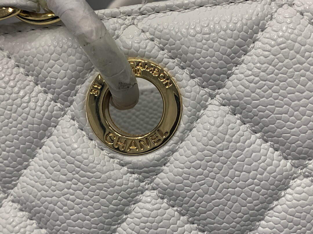 Chanel A50995 Matelasse GST Chain Tote bag caviar Calfskin leather White Gold