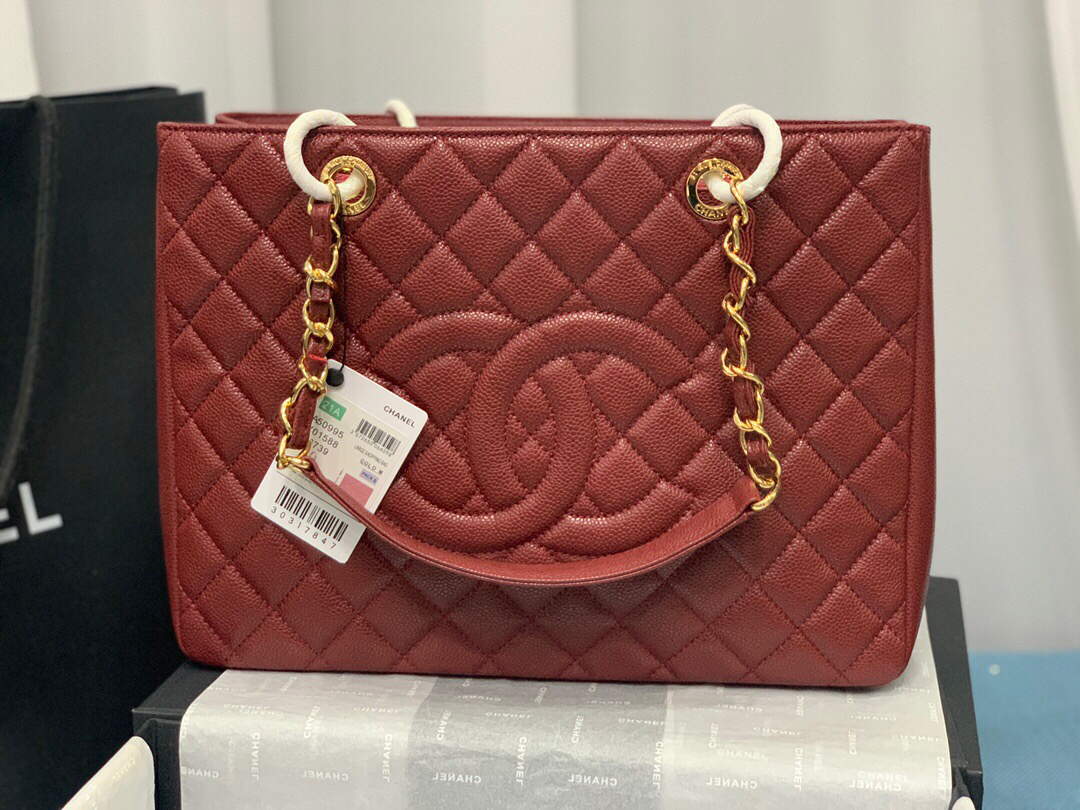 Chanel A50995 Matelasse GST Chain Tote bag caviar Calfskin leather Wine Red Gold - Default Title - View 2