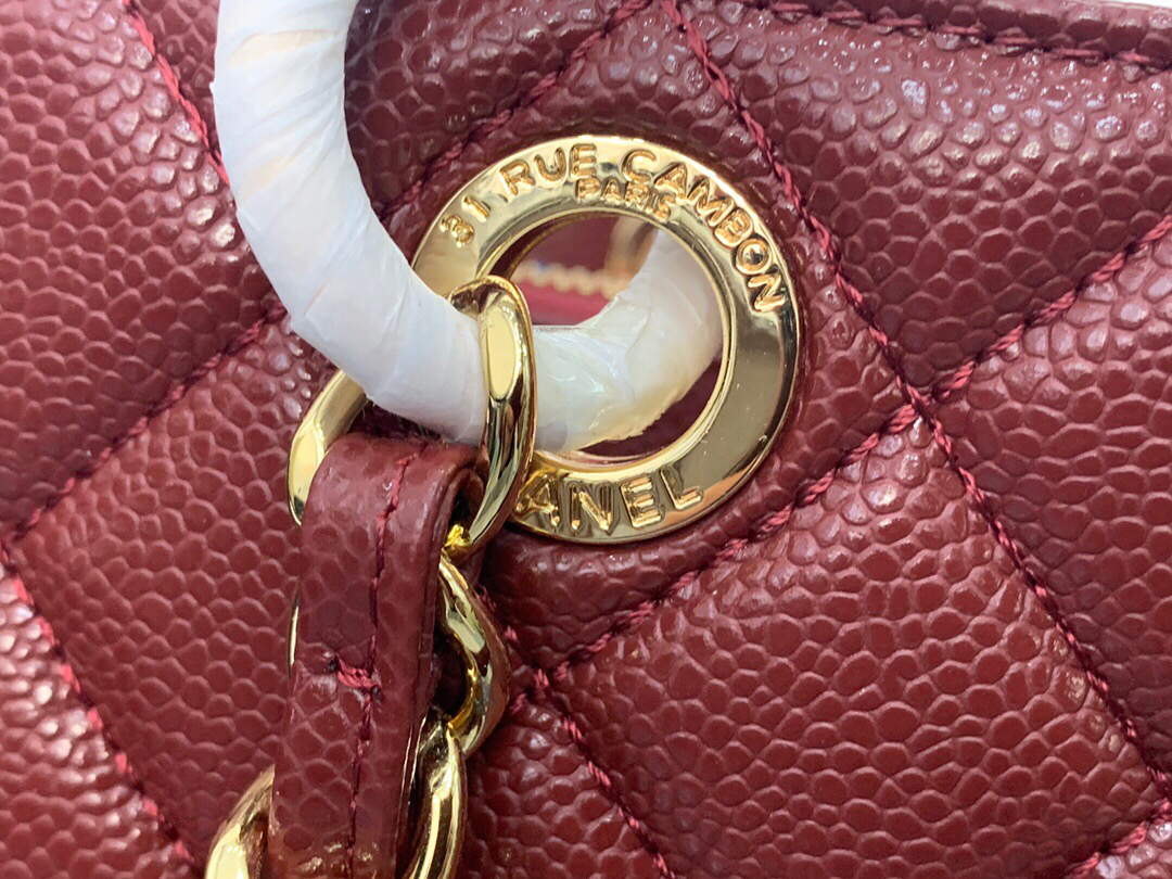 Chanel A50995 Matelasse GST Chain Tote bag caviar Calfskin leather Wine Red Gold