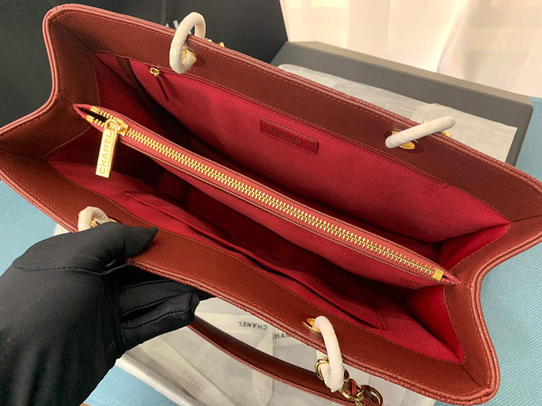 Chanel A50995 Matelasse GST Chain Tote bag caviar Calfskin leather Wine Red Gold - Default Title - View 7