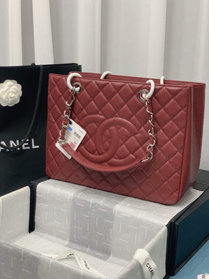 Chanel A50995 Matelasse GST Chain Tote bag caviar Calfskin leather Wine Red Silver - Default Title - View 1