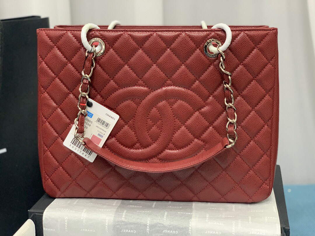 Chanel A50995 Matelasse GST Chain Tote bag caviar Calfskin leather Wine Red Silver - Default Title - View 2