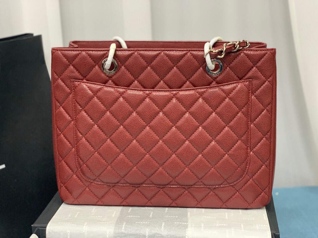 Chanel A50995 Matelasse GST Chain Tote bag caviar Calfskin leather Wine Red Silver - Default Title - View 4