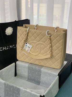Chanel A50995 Matelasse GST Chain Tote bag caviar Calfskin leather Yellow Gold - Default Title - View 1