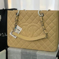 Chanel A50995 Matelasse GST Chain Tote bag caviar Calfskin leather Yellow Silver - Default Title - View 1