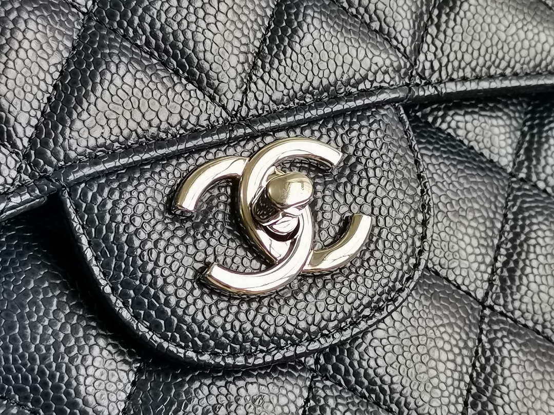 Chanel A58600 Large Classic Handbag Grained shiny Calfskin Navy Blue Sliver - Default Title - View 2