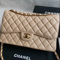 Chanel A58600 Large Classic Handbag Grained shiny Calfskin Apricot Gold - Default Title - View 1