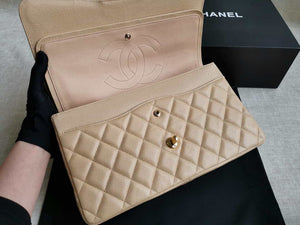 Chanel A58600 Large Classic Handbag Grained shiny Calfskin Apricot Gold - Default Title - View 8