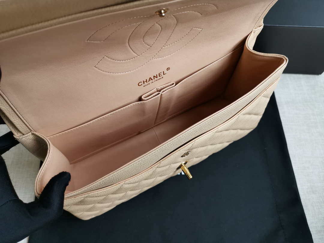 Chanel A58600 Large Classic Handbag Grained shiny Calfskin Apricot Gold - Default Title - View 9