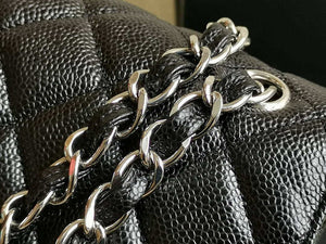 Chanel A58600 Large Classic Handbag Grained shiny Calfskin Black Sliver - Default Title - View 3