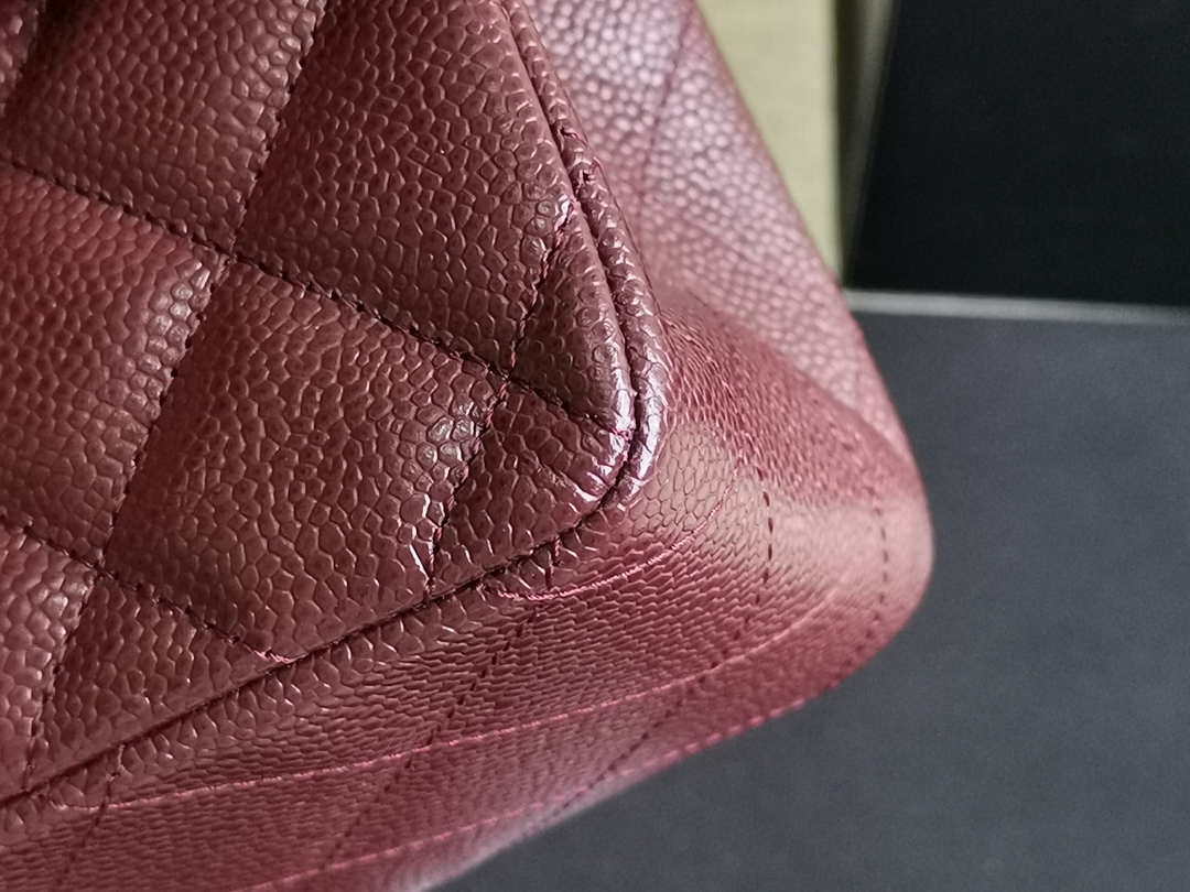 Chanel A58600 Large Classic Handbag Grained shiny Calfskin Wine Red Gold - Default Title - View 6