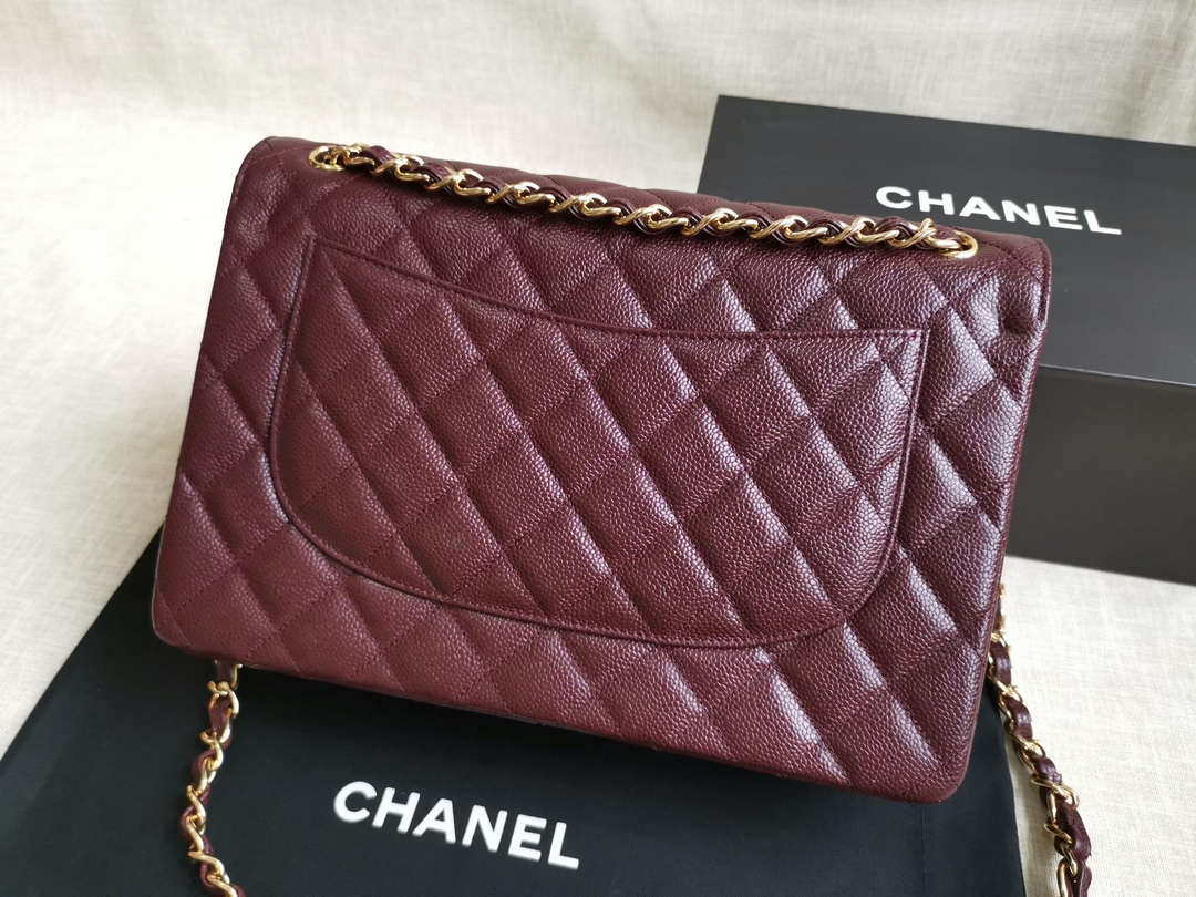 Chanel A58600 Large Classic Handbag Grained shiny Calfskin Wine Red Gold - Default Title - View 7