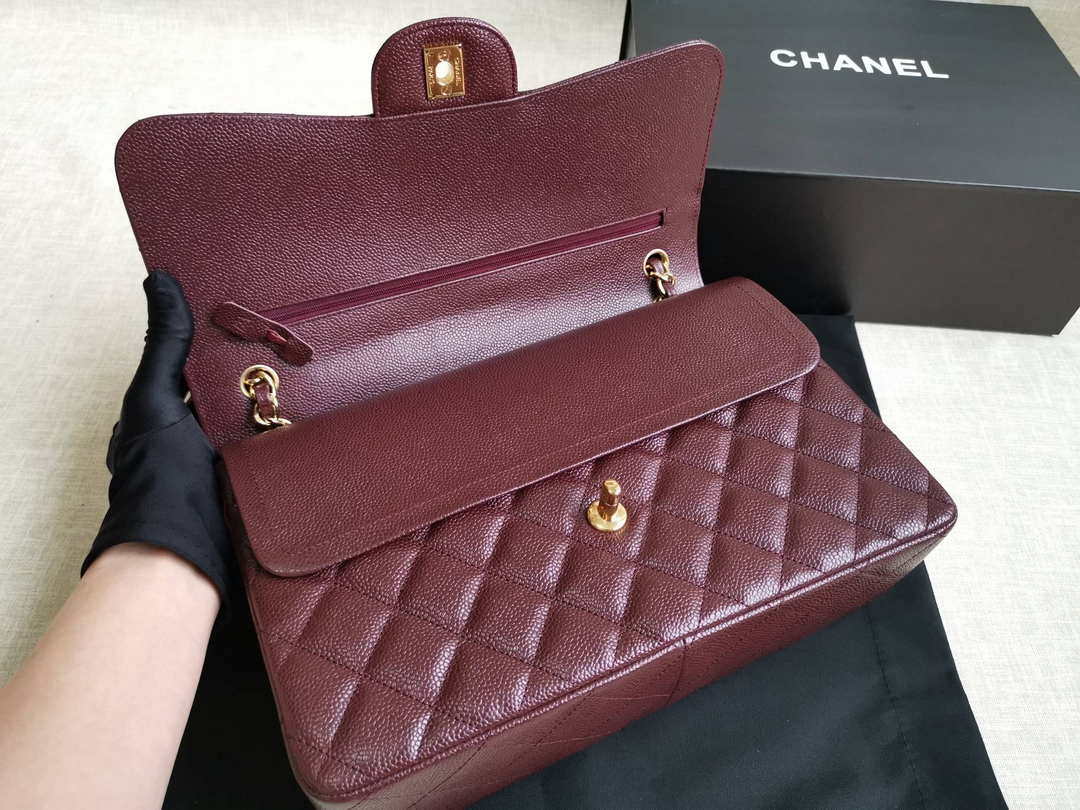 Chanel A58600 Large Classic Handbag Grained shiny Calfskin Wine Red Gold - Default Title - View 8