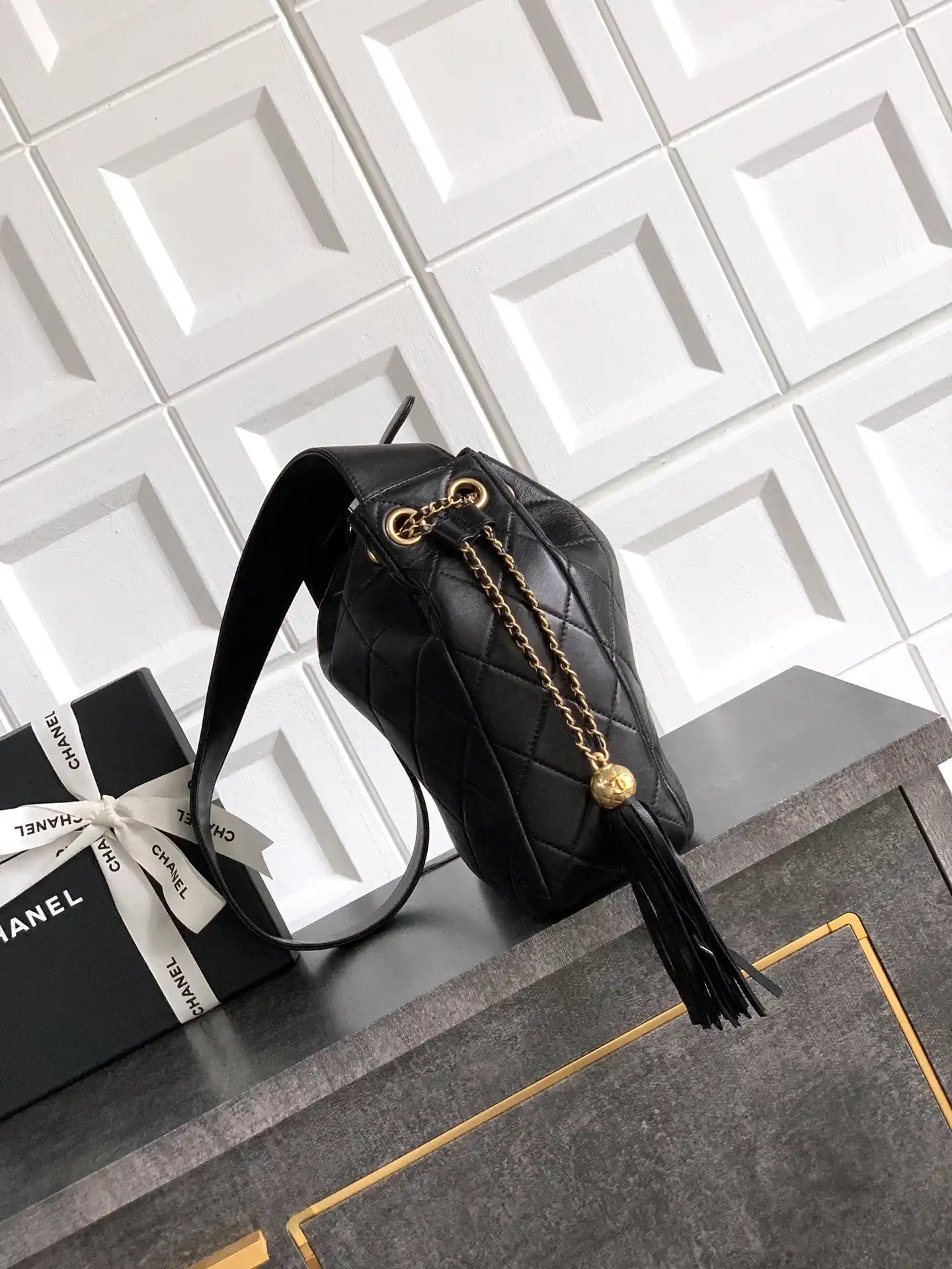 Chanel A66920 Bucket bag Black Lambskin