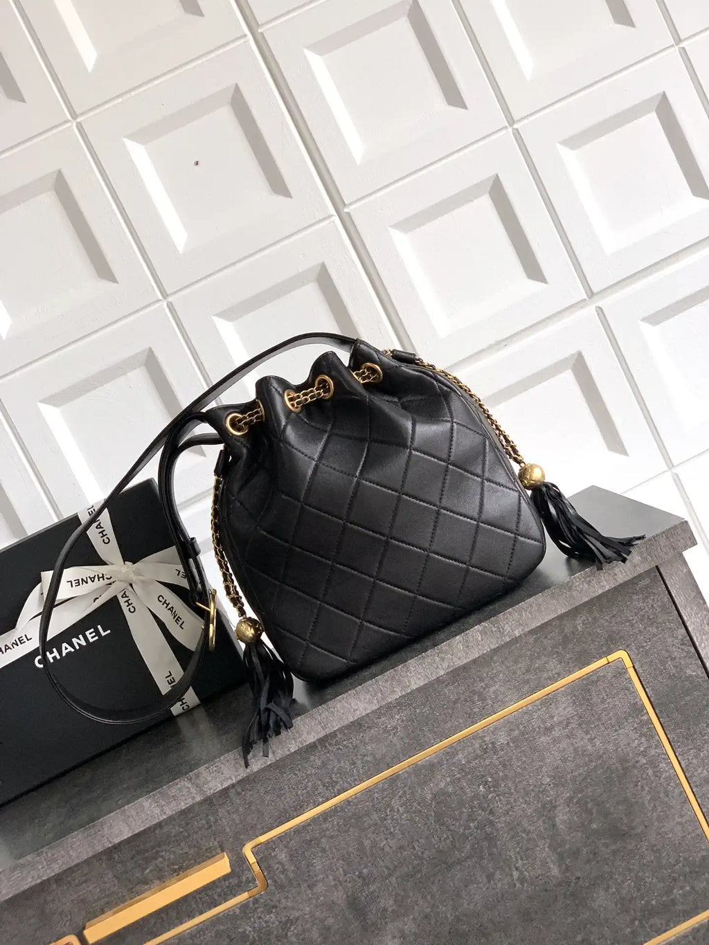 Chanel A66920 Bucket bag Black Lambskin