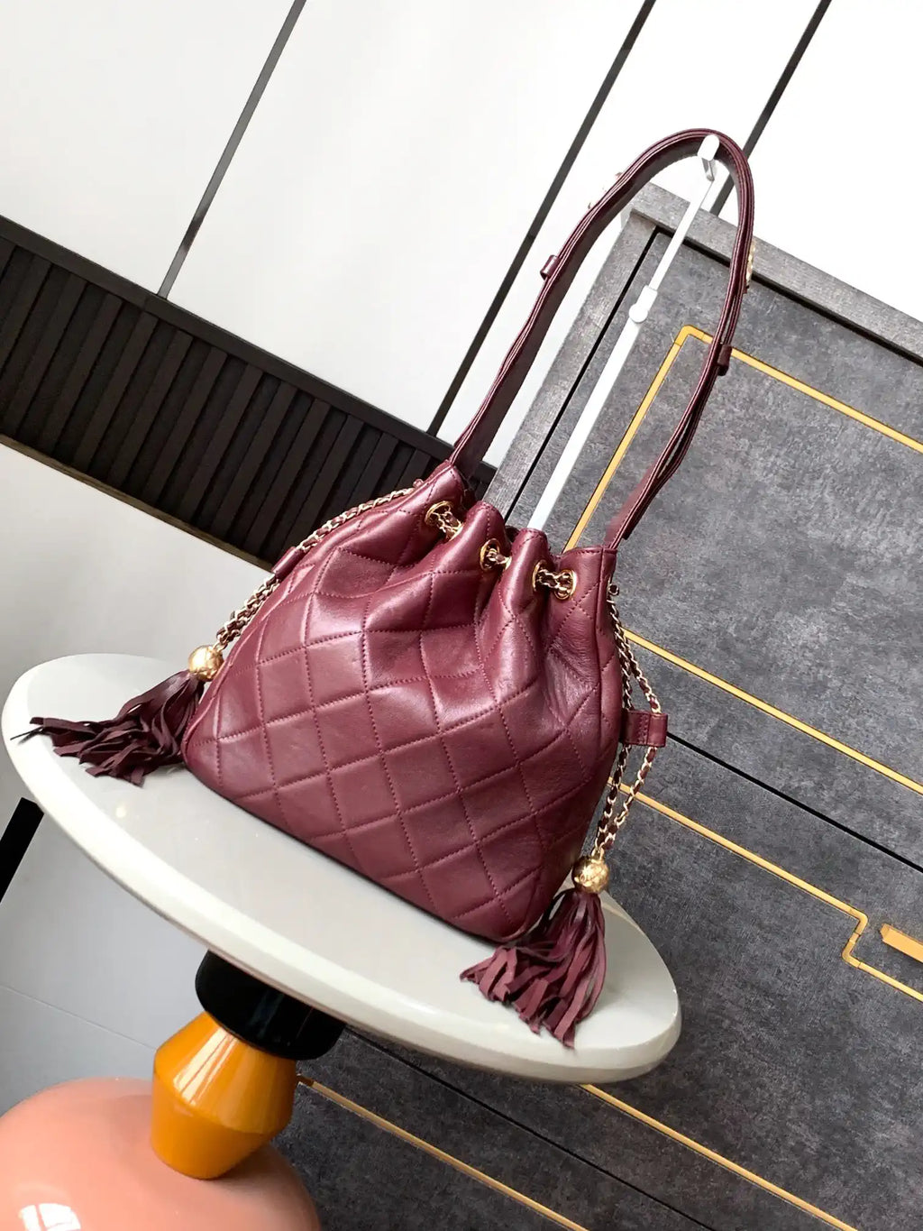Chanel A66920 Bucket bag Red Lambskin