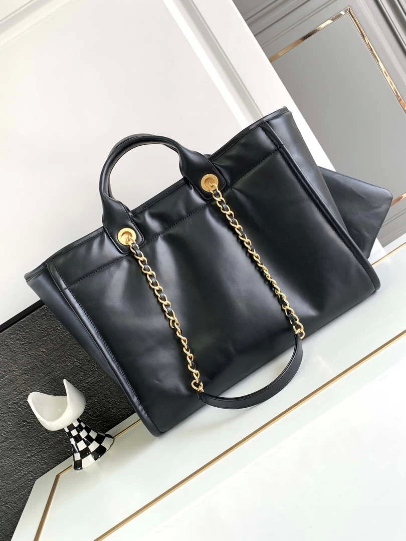 Chanel A66941 23B Large Shopping Bag Black Calfskin - Default Title - View 3