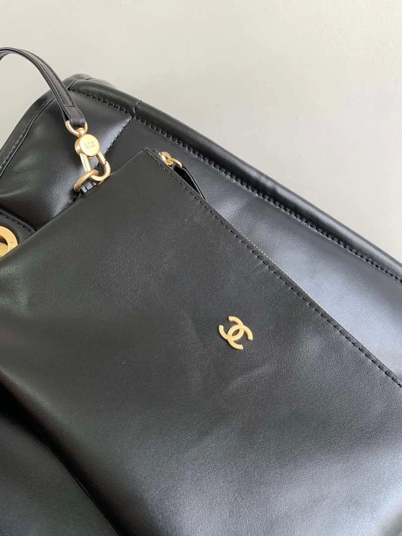 Chanel A66941 23B Large Shopping Bag Black Calfskin