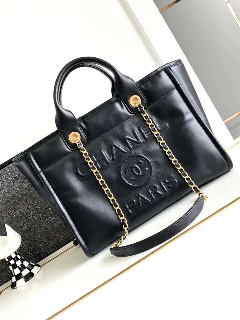 Chanel A66941 23B Small SShopping Bag Black Calfskin - Default Title - View 1