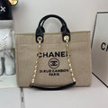 Chanel A66941 Large Shopping Bag A93786 Clothing beige with black - Default Title - View 1
