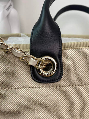 Chanel A66941 Large Shopping Bag A93786 Clothing beige with black - Default Title - View 4