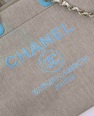Chanel A66941 Large Shopping Bag A93786 Clothing beige with blue - Default Title - View 5