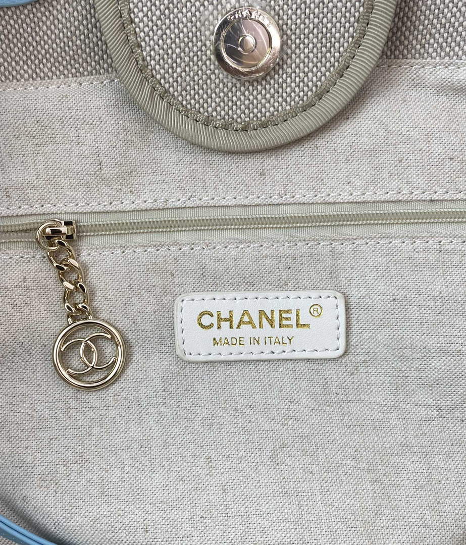 Chanel A66941 Large Shopping Bag A93786 Clothing beige with blue