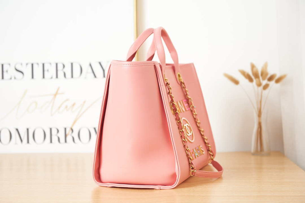 Chanel A66941 Large Shopping Bag Calfskin Coral Pink